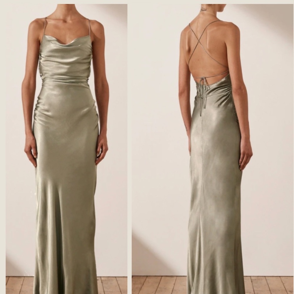 Shona Joy La Lune Maxi Dress in Sage, Size AUS 6